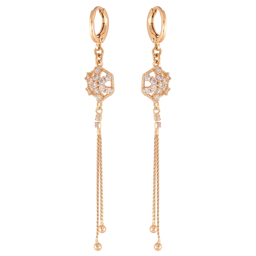 Серьги Xuping M&L цвет 18K подвески на колечках "Узор с кристаллами" фото №1