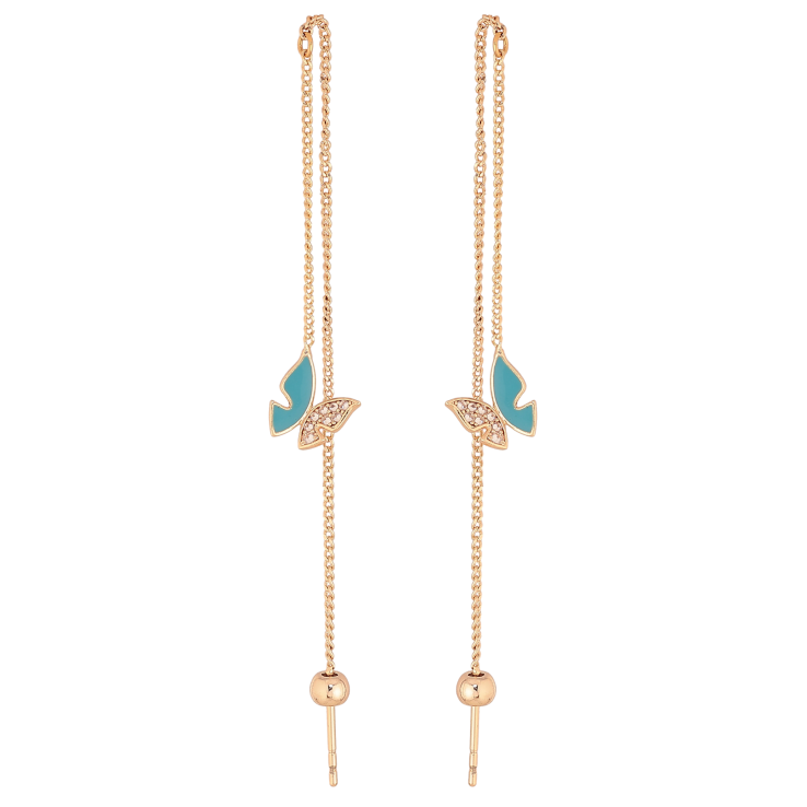 Сережки Xuping M&L колір 18K протяжки "Блакитні метелики" фото №13