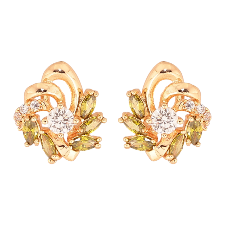 Сережки Xuping M&L колір 18К пусети "Візерунок з оливковими кристалами" фото №18 Сережки Xuping M&L колір 18К пусети "Візерунок з оливковими кристалами" фото №18