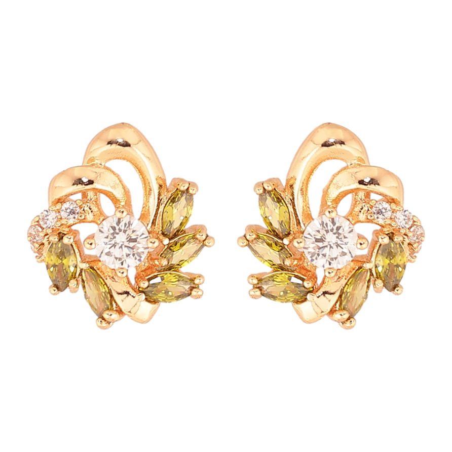 Серьги Xuping M&L цвет 18К пусеты "Узор с оливковыми кристаллами" фото №1