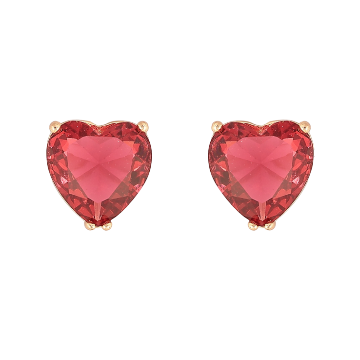 Серьги Xuping M&L цвет 18K пусеты "Малиновые кристальные сердечки" 9х9мм фото №9