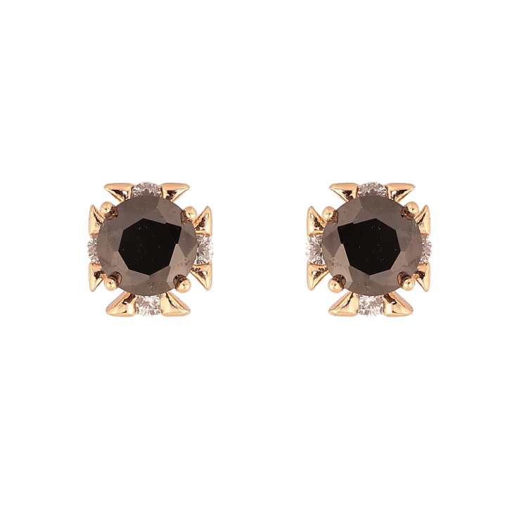 Серьги Xuping M&L цвет 18K пусеты "Черные кристаллы в декоративной оправе" фото №8