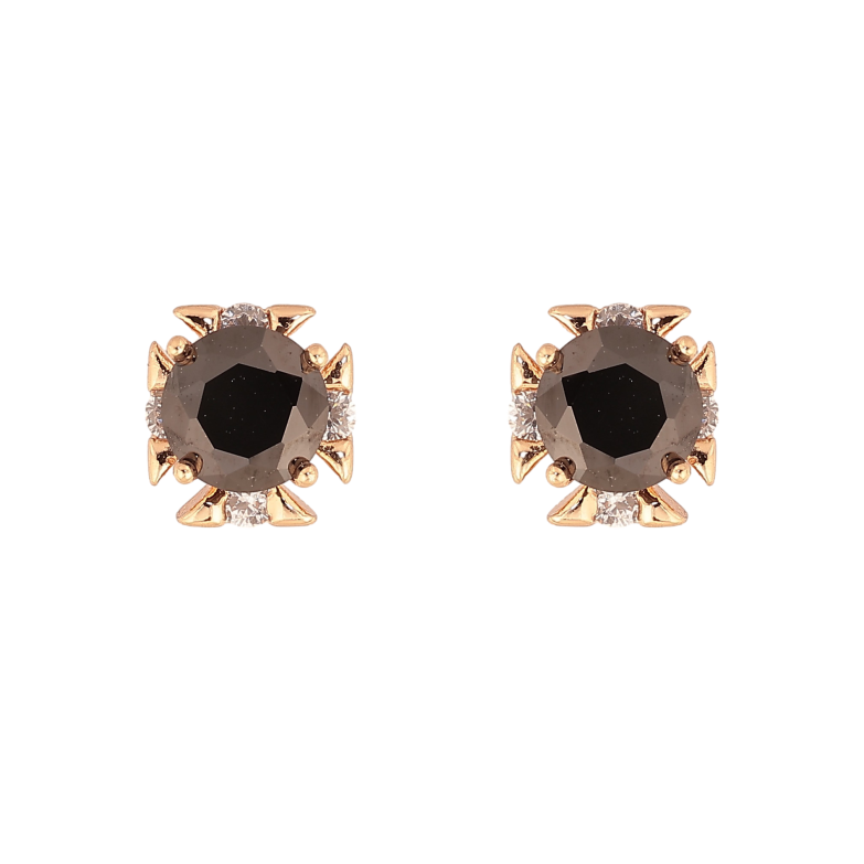 Серьги Xuping M&L цвет 18K пусеты "Черные кристаллы в декоративной оправе" фото №1