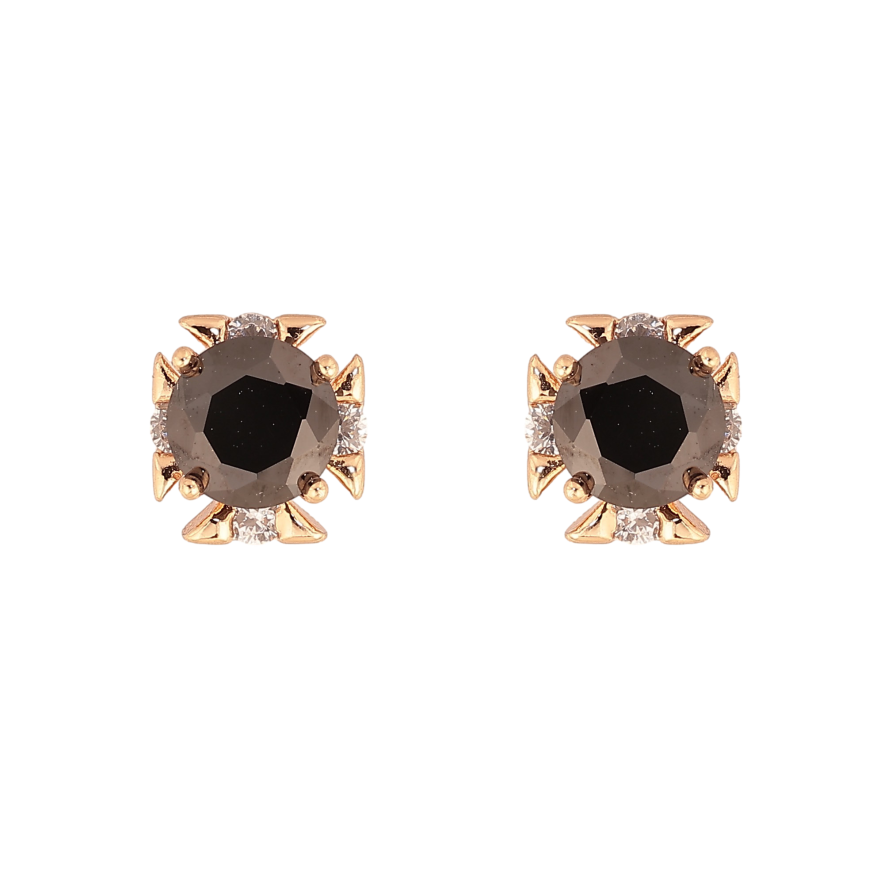 Серьги Xuping M&L цвет 18K пусеты "Черные кристаллы в декоративной оправе" фото №1