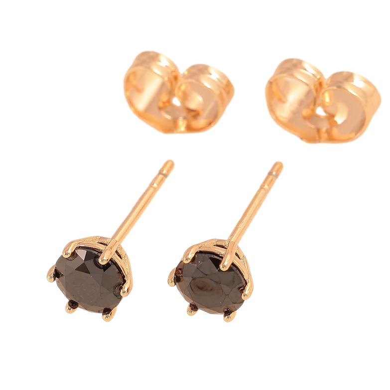 Серьги Xuping M&L цвет 18K пусеты "Черные кристаллы в 6-ти крапановой оправе" ø 5мм фото №1