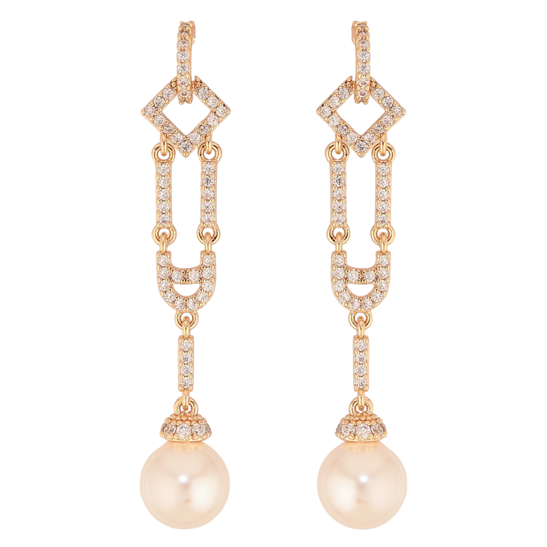 Серьги Xuping M&L цвет 18K пусеты "Декоративные подвески с жемчугом и кристаллами" фото №1