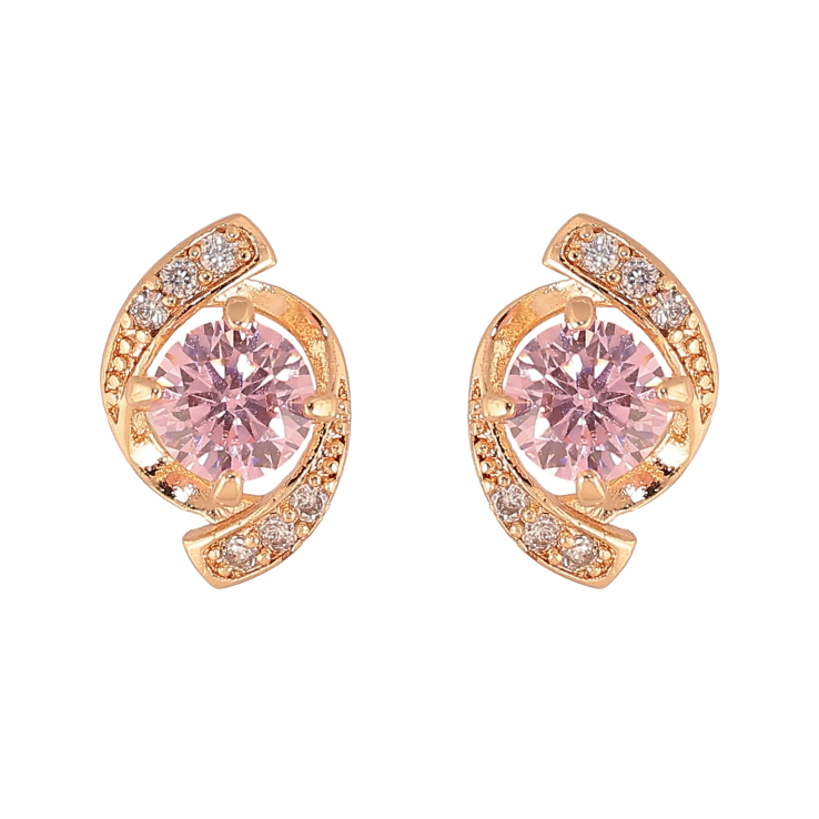 Серьги Xuping M&L цвет 18K пусеты "Декоративный узор с розовыми кристаллами" фото №7