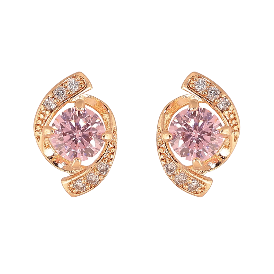 Серьги Xuping M&L цвет 18K пусеты "Декоративный узор с розовыми кристаллами" фото №1