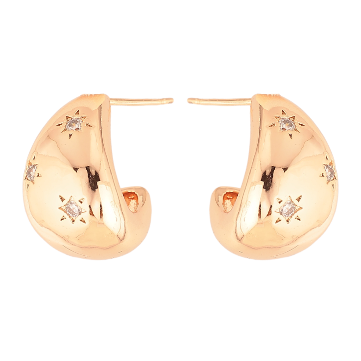 Серьги Xuping M&L цвет 18K пусеты "Дуги с вставками кристаллов" фото №24