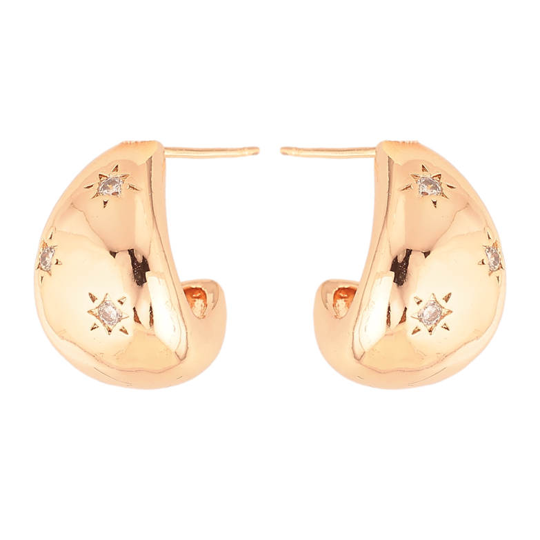 Сережки Xuping M&L колір 18K пусети "Дуги із вставками кристалів" фото №2