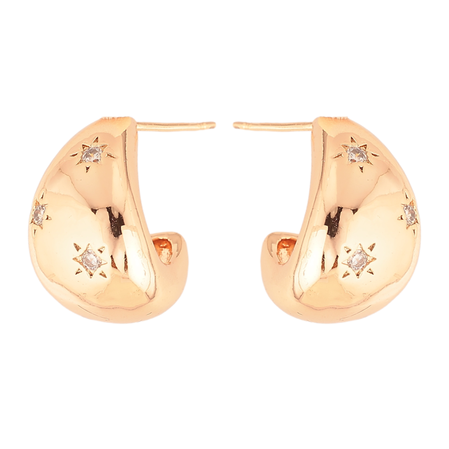 Серьги Xuping M&L цвет 18K пусеты "Дуги с вставками кристаллов" фото №1