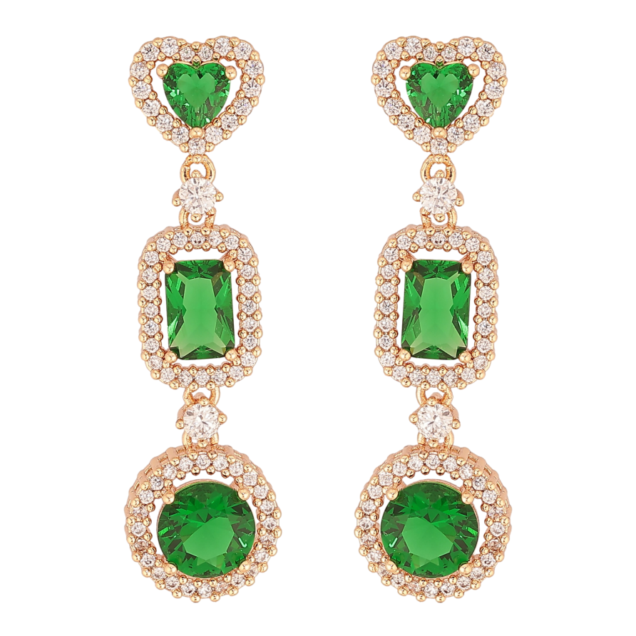 Серьги Xuping M&L цвет 18K пусеты "Зеленые кристальные подвески" фото №1