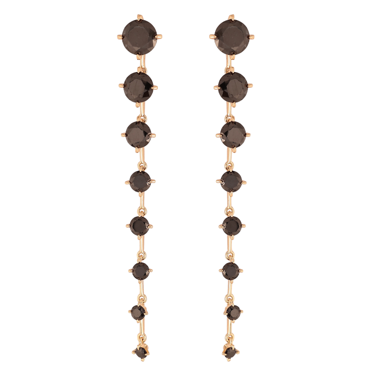 Сережки Xuping M&L колір 18K пусети "Доріжки чорних кристалів" фото №25 Сережки Xuping M&L колір 18K пусети "Доріжки чорних кристалів" фото №25