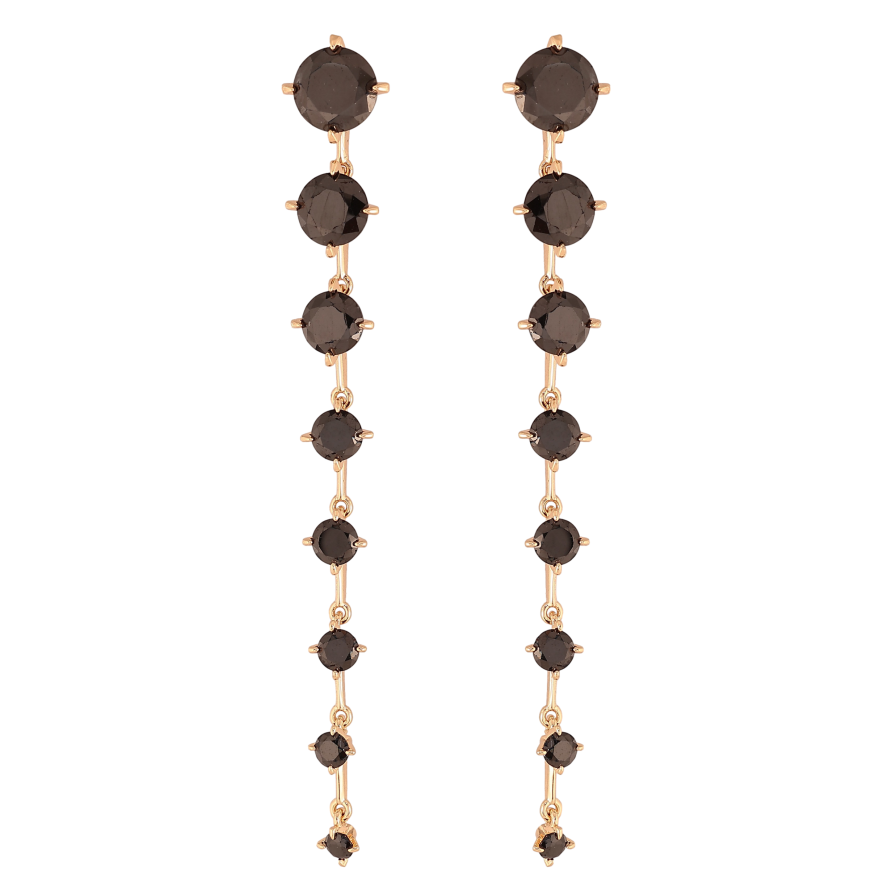 Сережки Xuping M&L колір 18K пусети "Доріжки чорних кристалів" фото №1