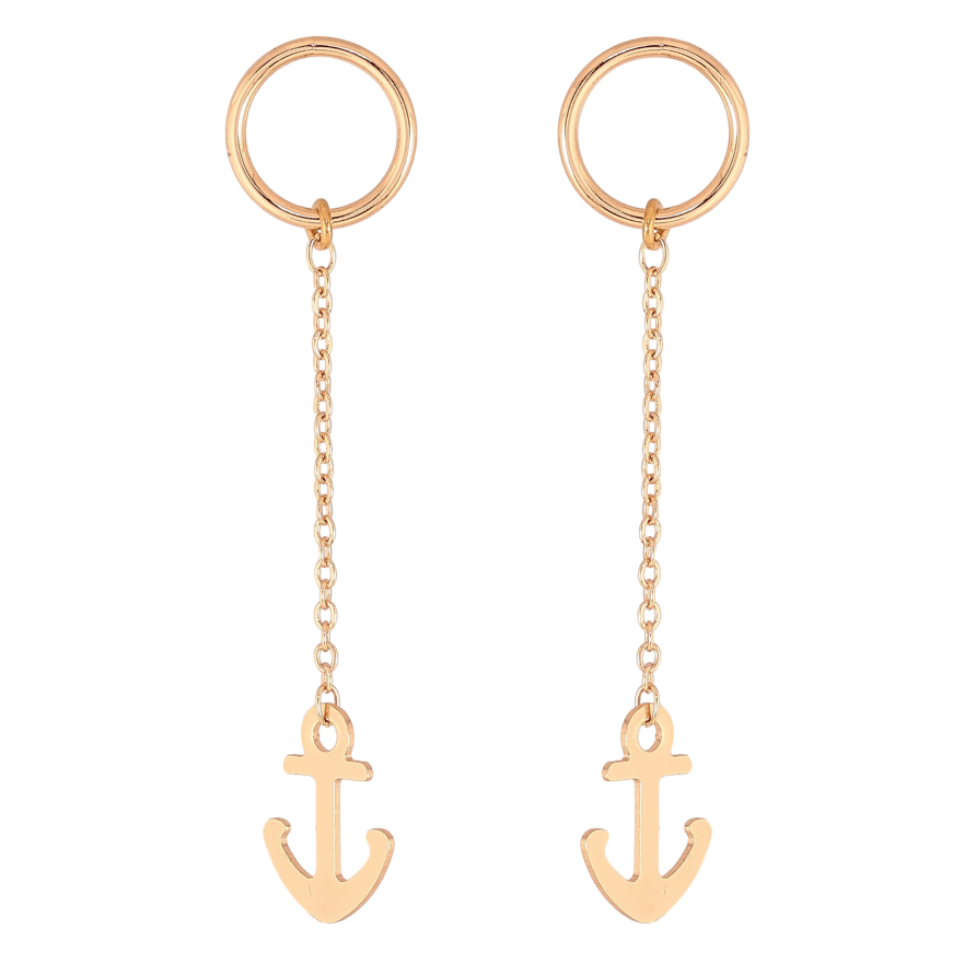 Серьги Xuping M&L цвет 18K пусеты "Якорь" фото №1