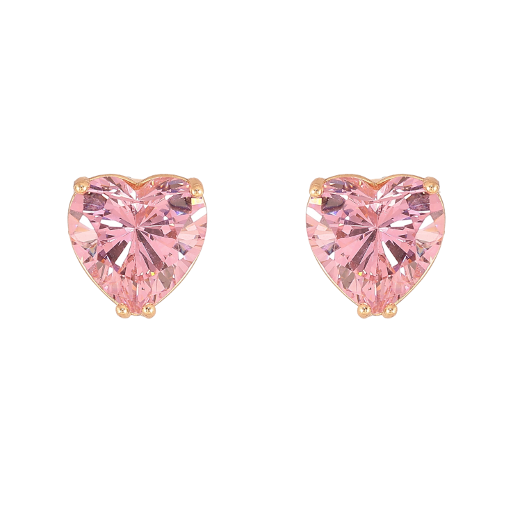 Серьги Xuping M&L цвет 18K пусеты "Розовые кристальные сердечки" 10х10мм фото №7