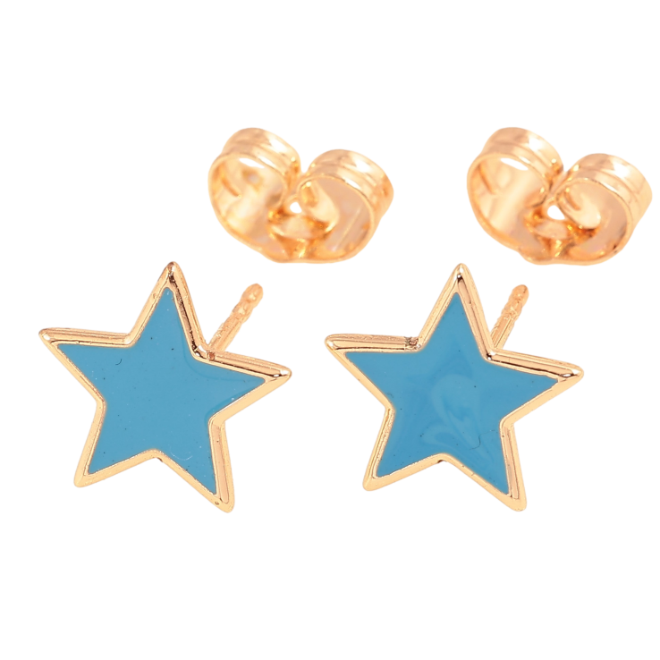 Сережки Xuping M&L колір 18К пусети "Зірки з блакитною емаллю" фото №10 Сережки Xuping M&L колір 18К пусети "Зірки з блакитною емаллю" фото №10