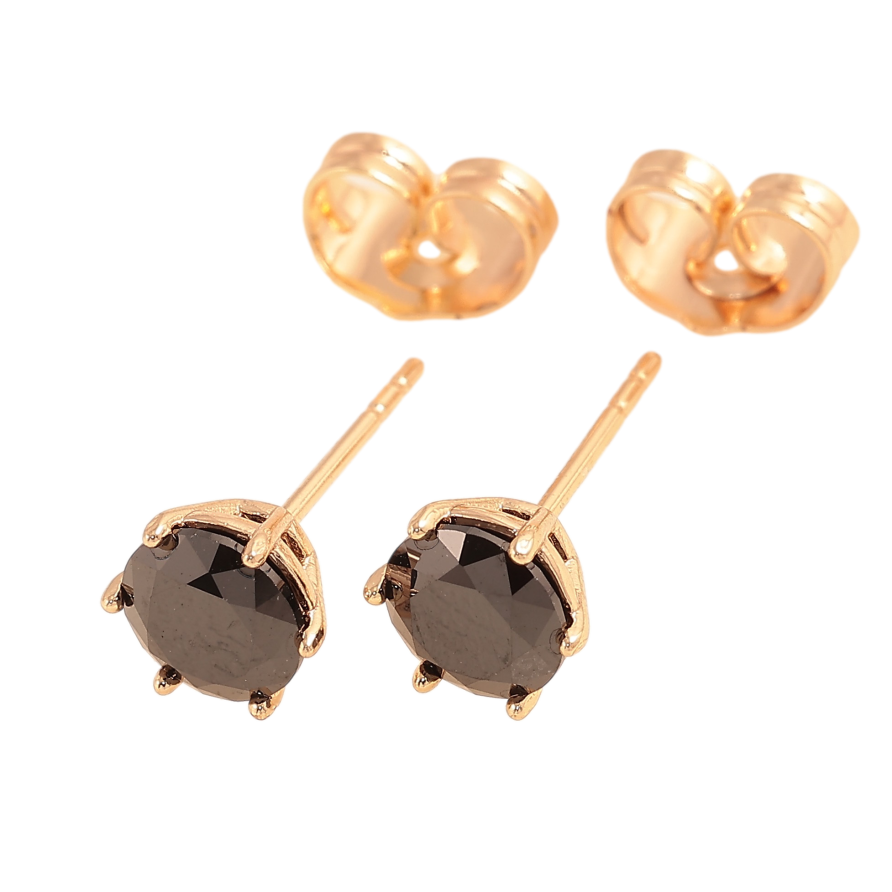 Серьги Xuping M&L цвет 18K пусеты "Черные кристаллы в 6-ти крапановой оправе" ø 6мм фото №1