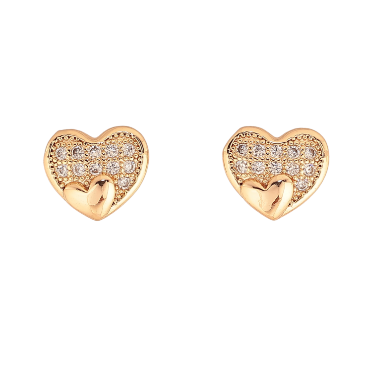 Серьги Xuping M&L цвет 18K пусеты "Сердечки с кристаллами" фото №12