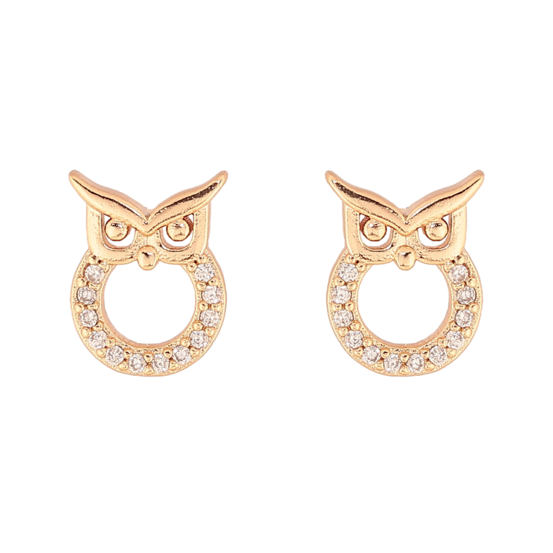 Сережки Xuping M&L колір 18K пусети "Сови з кристалами" фото №1