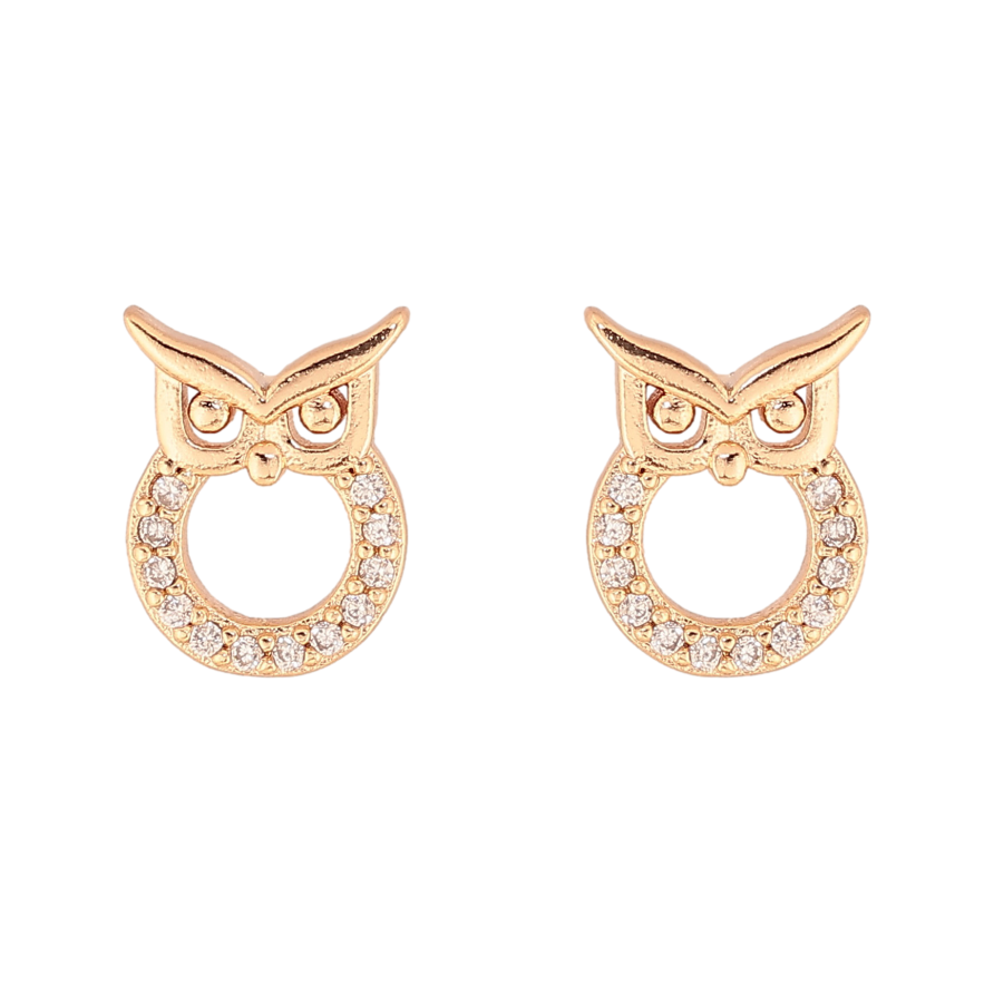 Сережки Xuping M&L колір 18K пусети "Сови з кристалами" фото №1