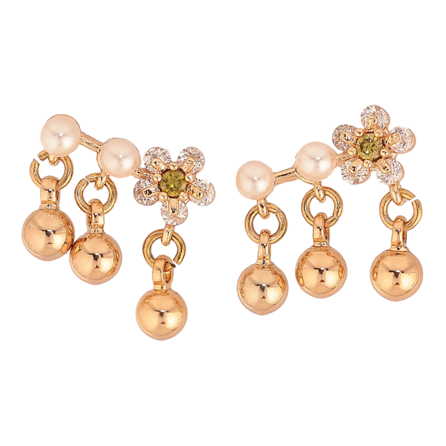 Сережки Xuping M&L колір 18K пусети "Підвіски кульки з квіточками" фото №1