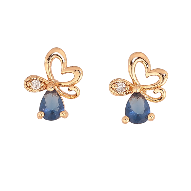 Серьги Xuping M&L цвет 18K пусеты "Бабочки с синими кристаллами" на одну сторону фото №1