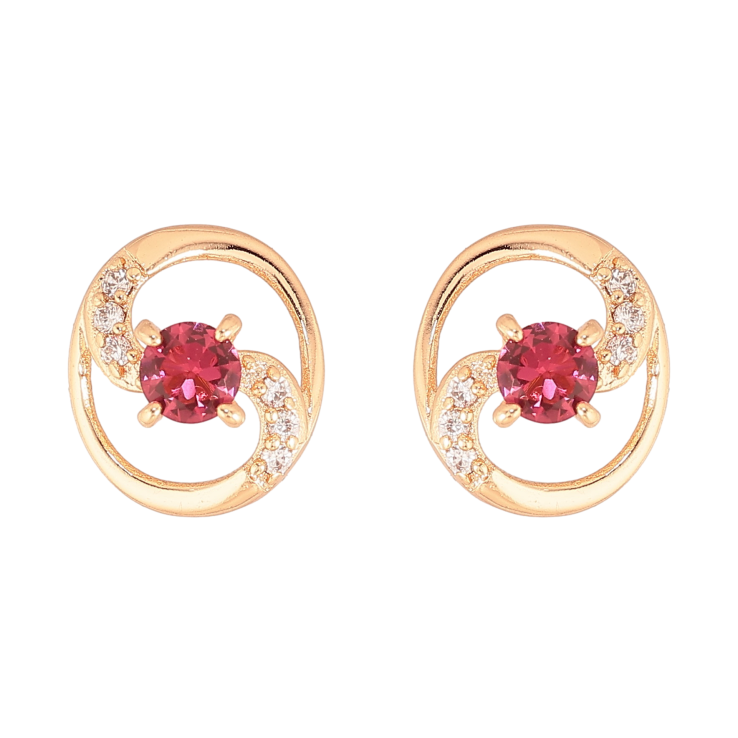 Сережки Xuping M&L колір 18K пусети "Овали з малиновими кристалами" фото №22