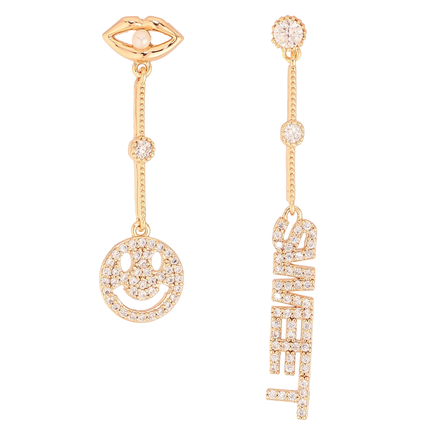 Сережки Xuping M&L колір 18K пусети "Різнопланові підвіски з інкрустацією кристалами" фото №1