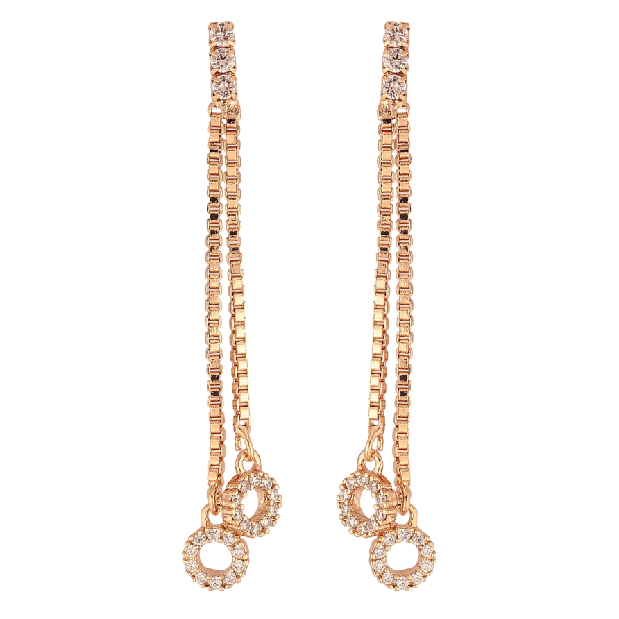 Серьги Xuping M&L цвет 18K пусеты "Подвески с кристальными кругами" фото №1