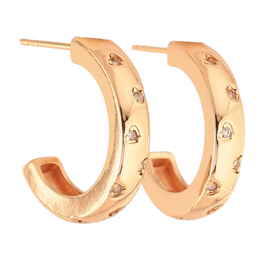 Серьги Xuping M&L цвет 18K пусеты "Дуги с вставками кристаллов" фото №1