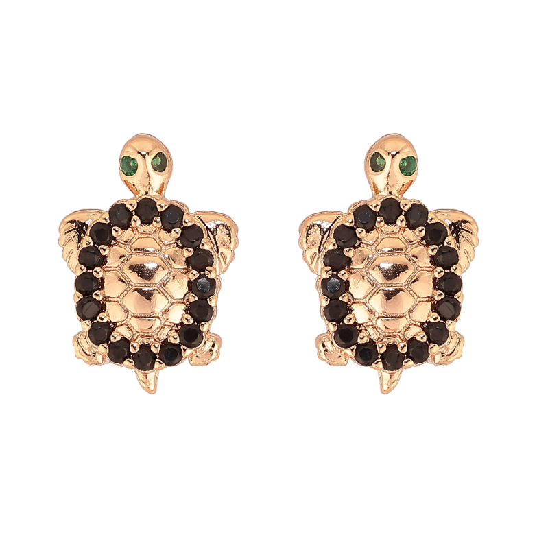 Сережки Xuping M&L колір 18K пусети "Черепашки з чорними кристалами" фото №1 Сережки Xuping M&L колір 18K пусети "Черепашки з чорними кристалами" фото №1