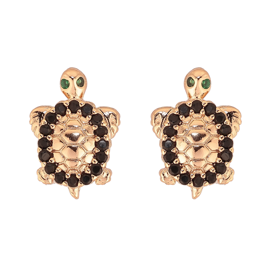 Сережки Xuping M&L колір 18K пусети "Черепашки з чорними кристалами" фото №1 Сережки Xuping M&L колір 18K пусети "Черепашки з чорними кристалами" фото №1