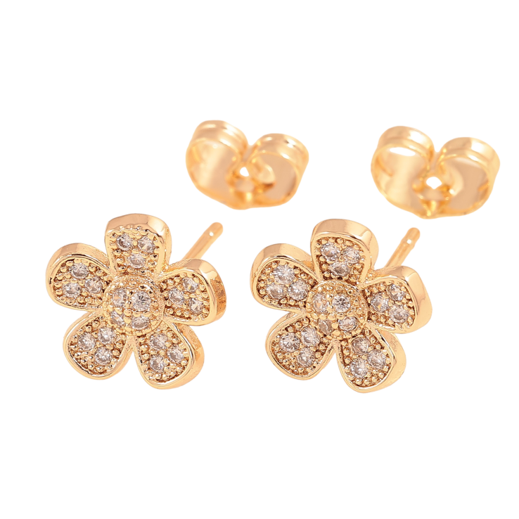 Серьги Xuping M&L цвет 18K пусеты "Цветочки с кристаллами" фото №24