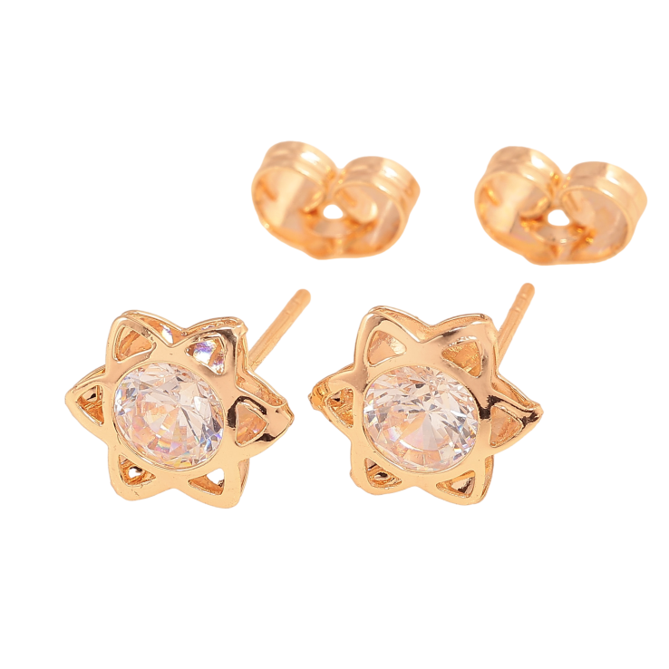 Сережки Xuping M&L колір 18K пусети "Квіточки з кристалами" фото №16