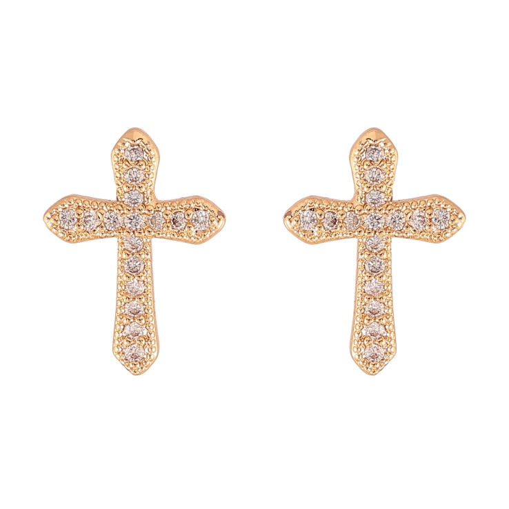 Серьги Xuping M&L цвет 18K пусеты "Крестики с кристаллами" фото №2