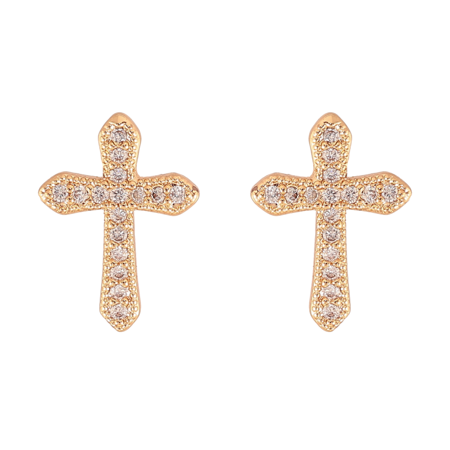 Серьги Xuping M&L цвет 18K пусеты "Крестики с кристаллами" фото №1