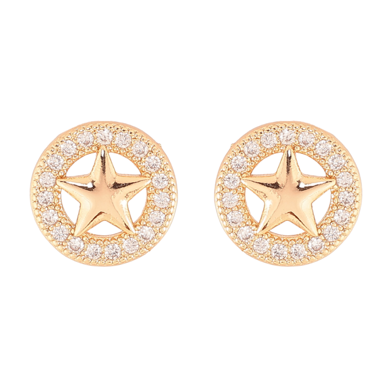 Сережки Xuping M&L колір 18K пусети "Кристальні кільця з зірками" фото №1