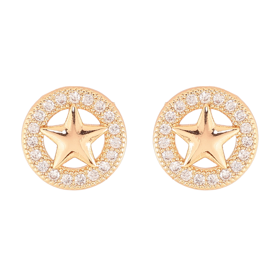 Сережки Xuping M&L колір 18K пусети "Кристальні кільця з зірками" фото №1