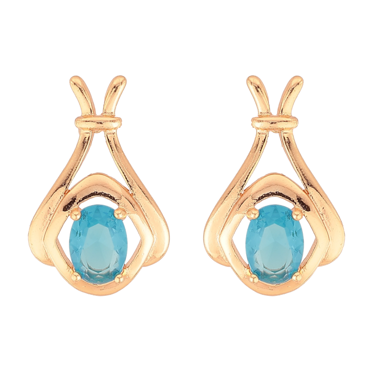 Сережки Xuping M&L колір 18K пусети "Візерунок з блакитними кристалами" фото №6