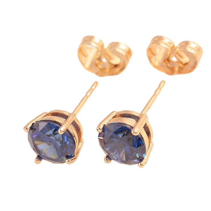 Серьги Xuping M&L цвет 18K пусеты "Синие кристаллы в 4-х крапановой оправе" ø 7мм фото №17