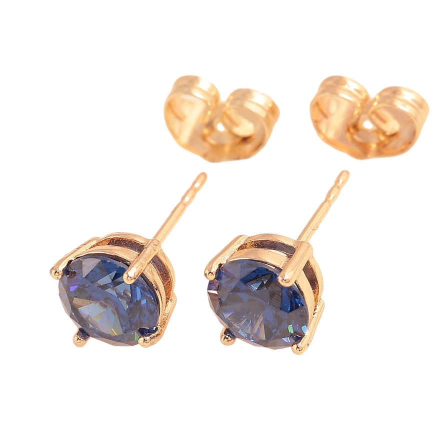 Серьги Xuping M&L цвет 18K пусеты "Синие кристаллы в 4-х крапановой оправе" ø 7мм фото №1