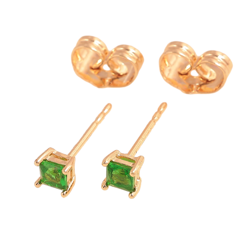 Серьги Xuping M&L цвет 18K пусеты "Зеленые кристаллы" 3х3мм фото №1