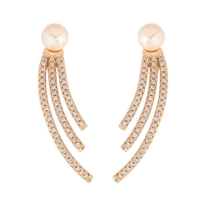 Серьги Xuping M&L цвет 18K пусеты "Узор с кристаллами и жемчужинами" фото №1