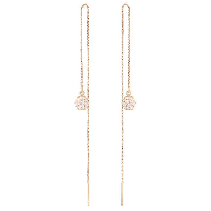 Сережки Xuping M&L колір 18K протяжки "Кристали на ланцюжках" ø 6мм фото №5