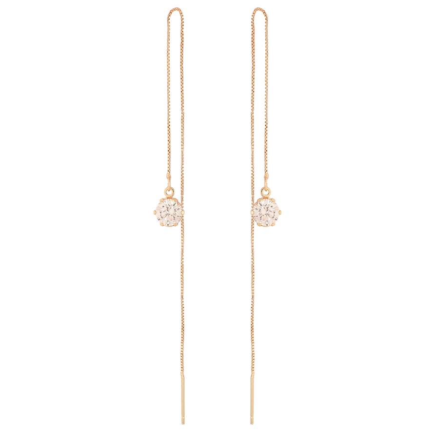 Сережки Xuping M&L колір 18K протяжки "Кристали на ланцюжках" ø 6мм фото №1