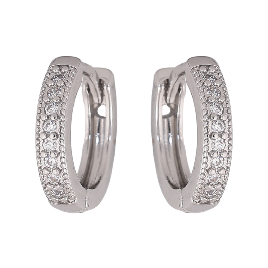 Сережки Xuping M&L колір Родій колечка "Доріжки кристалів" фото №1 Сережки Xuping M&L колір Родій колечка "Доріжки кристалів" фото №1