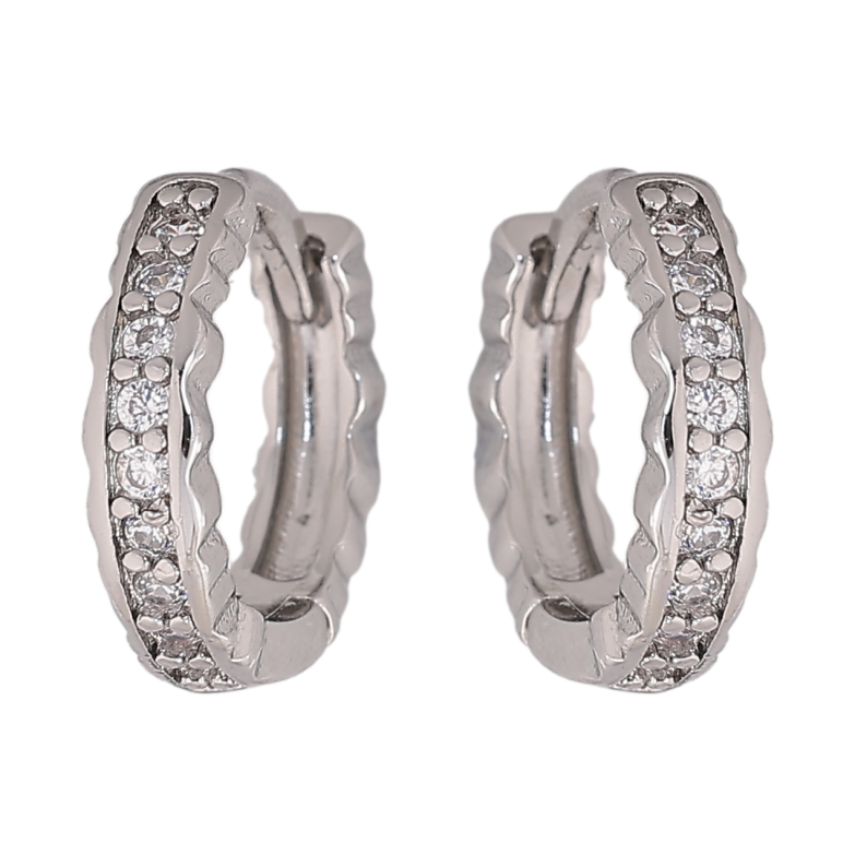 Сережки Xuping M&L колір Родій колечка "Доріжки кристалів" фото №1