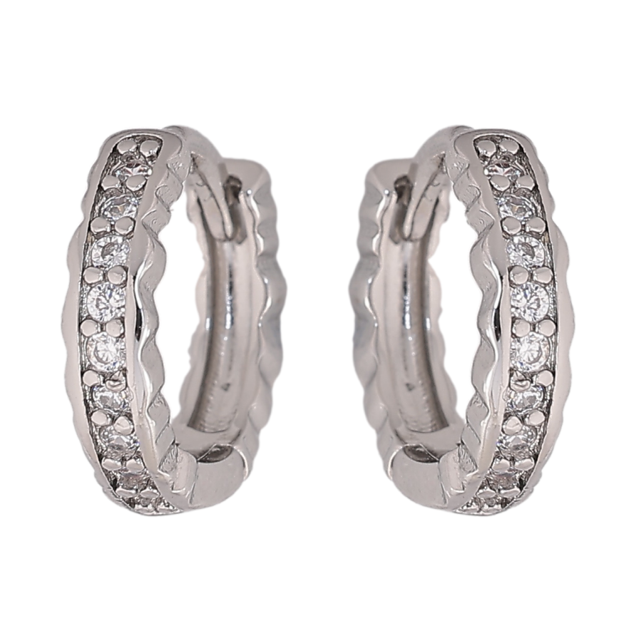 Сережки Xuping M&L колір Родій колечка "Доріжки кристалів" фото №1