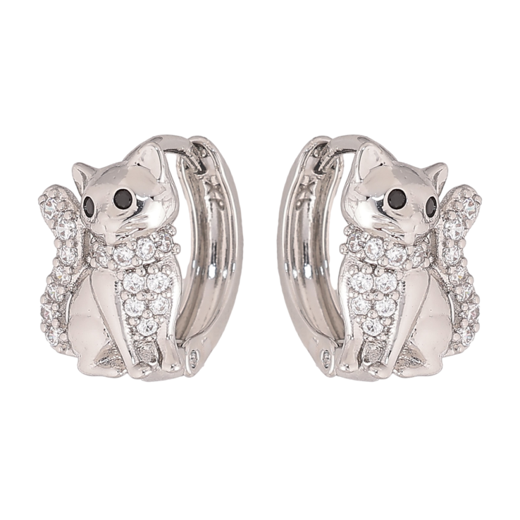 Сережки Xuping M&L колір Родій колечка "Котики з кристалами" фото №24 Сережки Xuping M&L колір Родій колечка "Котики з кристалами" фото №24